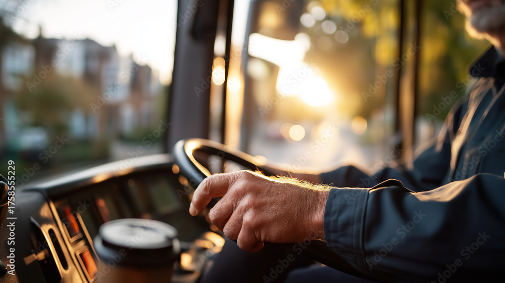 Employé au volant d'un camion de collecte