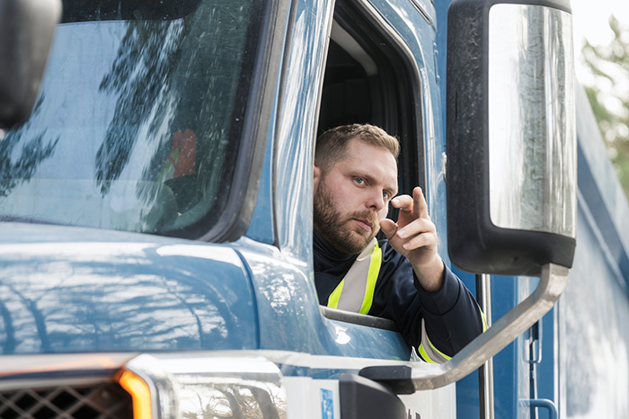 Smiling truck driver