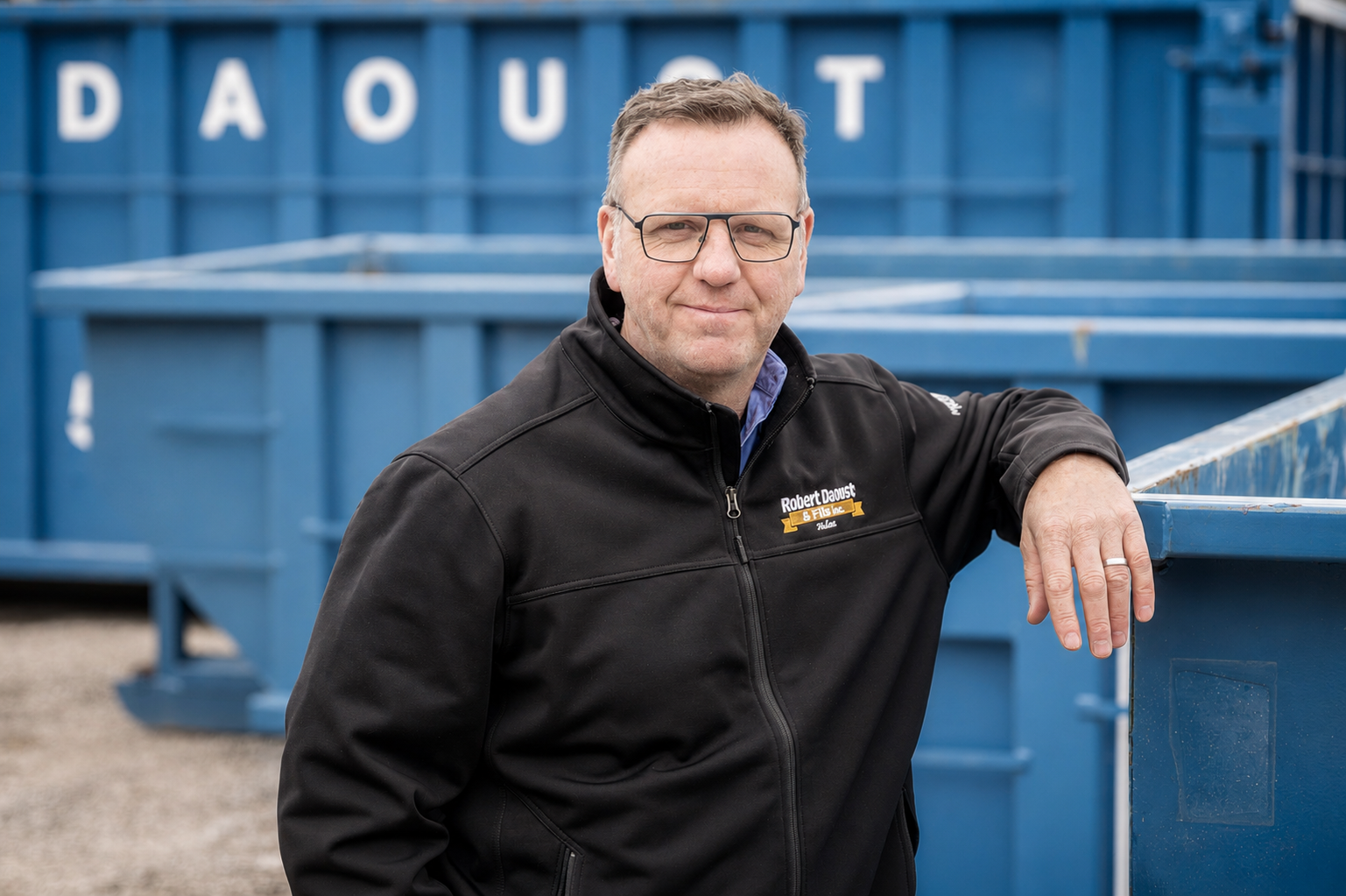 Supervisor standing in front of containers